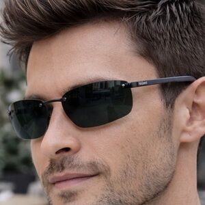 MAUI JIM Kumu Rimless Polarized Sunglasses black Lens Men